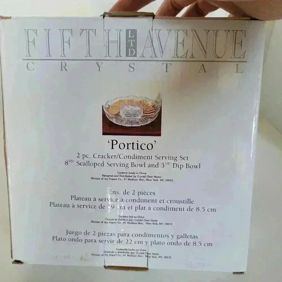 Fifth Avenue Crystal Portico 2 Piece Cracker Condiment Serving Set New In Box - Picture 4 of 7